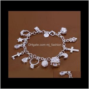 Bracelets de charme Bijoux Sterling Bracelets Mode 13 925 Sier Pendentif Bracelet Bijoux 5 Pièces 1393 Drop Livraison 2021 Npgir