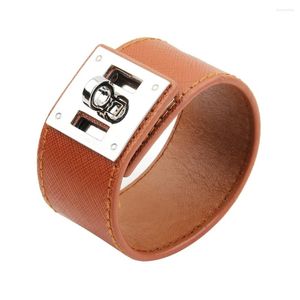 Bracelets de charme kirykle 2024 mode européen punk large en cuir bracelet pour femmes bijoux valentin cadeau