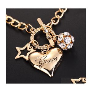 Charm Bracelets Korean Foreign Trade Export Inlaid Jewelry Simple Drill Ball Pentagon Heart Shaped Bracelet Wholesale Drop Delivery Dhewc