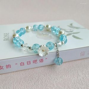 Bracelets porte-bonheur Version coréenne de la fille Bracelet Belle Explosive Crystal Floret String à la main pour les femmes Net Ornements rouges présents