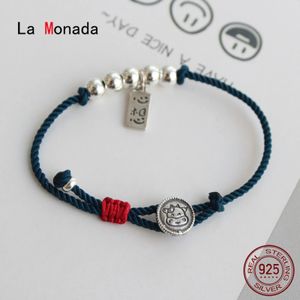 Bracelets de charme La Monada Zodiac Vache OX Fil rouge pour la main 925 Bracelet en argent sterling Corde Corde Femmes 231215