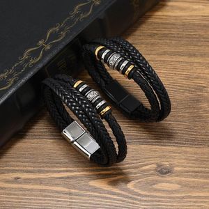 Bracelets porte-bonheur Bracelet en cuir Tissé Homme Alliage multicouche Corde Boucle magnétique Tendance personnalisée