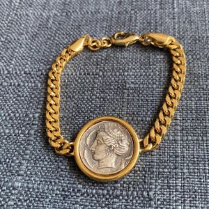 Bracelets de charme LONDANY Bracelet Pièces Antiques Antique Romain Grec Chasse Chariot Océan Déesse Dieu Chanceux Double Face Cubain