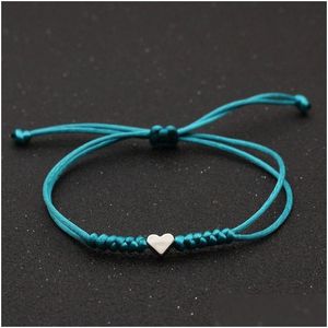 Pulseras de encanto Amor Corazón Pulsera Mujeres Hombres Amantes Deseo Buena Suerte Hilo Rojo Trenzado Pareja Ajustable Amistad Joyería Drop Deli DHI2E