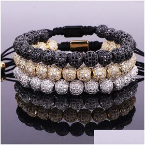 Bracelets de charme Bracelet de bijoux de luxe Bracelet CZ Micro Pave Ball Beads tissé Custom For Women Gift Saint Valentin Drop Christmas Drop ottfo