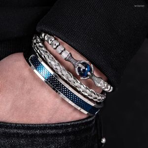 Bracelets de charme Ensemble de luxe hommes Bracelet en acier inoxydable à la main corde bracelets aigle avec Tigereye pierre naturelle cadeau accessoires charme Lars22