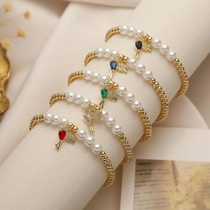 Bracelets de charme Mafisar 2023 Mode 5 couleurs Cristal CZ Zircon Oiseau pour femmes Perles d'or Bracelet de chaîne réglable