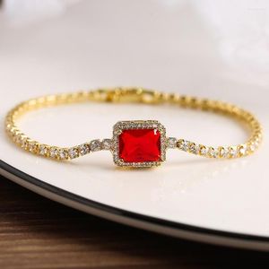 Bracelets porte-bonheur Mafisar à la mode rouge/noir cristal carré couleur or cubique zircone bijoux de mariage pour les femmes élégantes promesse cadeau