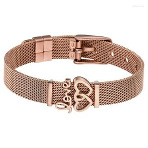 Bracelets porte-bonheur Mavis Hare Story SANGLE DOUBLE COEURS D'AMOUR Bracelet à bricoler soi-même Ensemble En Acier Inoxydable Maille Pour Les Femmes Cadeau