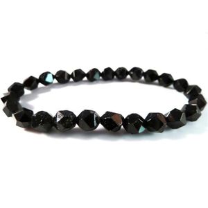 Pulseras con dijes para hombre, pulsera elástica de turmalina negra, cuentas de corte de estrella facetadas, cuentas de piedra curativa, joyería de meditación, regalo para Me250N