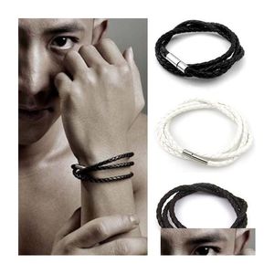 Bracelets De Charme Hommes En Cuir Véritable Corde Tressée Mtilayer Punk À La Main Wrap Bracelet Bracelet Pour Hommes S Mode Artisanat Bijoux En B Dh4Rq