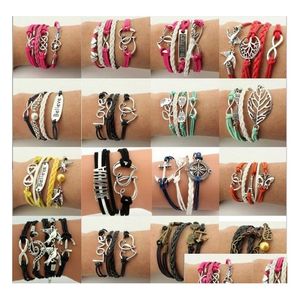 Pulseras con dijes Mtilayer Wrap Pulsera Inspirado Árbol de la vida Amor Corazón Creer Infinito para mujeres Niños Joyería de moda Entrega de gota DHVT1