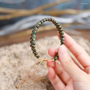 Bracelets porte-bonheur Naturel Africain Turquoises Pierre Brin Vert Chaîne Wrap Bracelet Bracelet Femmes Femme Yoga Méditation Boho