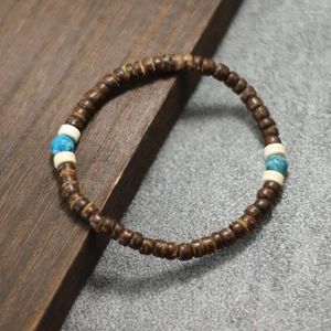 Pulseras de encanto Pulsera de madera de coco natural Hombres Mujeres Hecho a mano Howlite Braslet Accesorios de ocio Rosario Beads Braclet Tibetan Brazalete