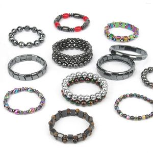 Pulseras con abalorios, piedra de hematita no magnética para mujeres, cuentas curativas, pérdida de peso, pulsera efectiva para hombres, terapia, joyería para la salud de la artritis