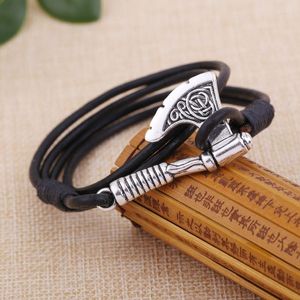 Bracelets porte-bonheur Norse Vikings Axes Wrap Men Mjolnir Hammer Camping Survival Wristband Amulet Handmade Male Jewelry Gifts