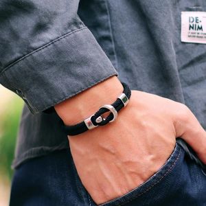 Bracelets de charme Noter Hiphop Mens Bracelet avec corde double couche facile crochet nautique braclet homme cadeau pour mari loisirs pulseira