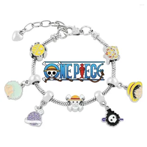 Pulseras de encanto de una pieza Figura de anime Monkey D. Luffy Peads Chains Diy Charms Pulsera para mujeres Regalos de fiesta de joyería