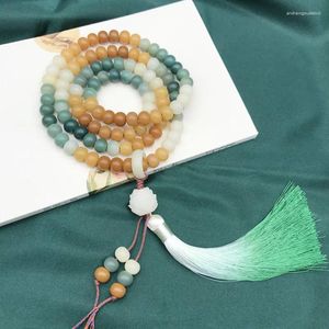 Bracelets de charme Original Blanc Jade Bodhi Racine Bracelet 108 Patiné Jaune Graduellement Flottant Fleurs Perles Rosaire