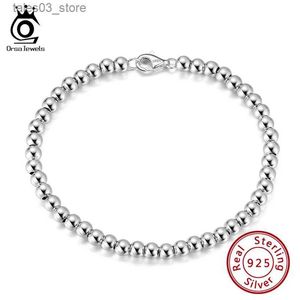 Charme Bracelets ORSA bijoux 925 en argent Sterling 4mm perle boule brin chaîne Bracelet pour femmes à la mode perles Bracelets bijoux en gros SB103 Q231025