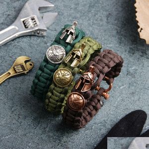 Bracelets De Charme Survie En Plein Air Core Line Bracelet Rétro Casque Romain Bouclier Bracelet Manchette Pour Hommes Mode Hip Hop Bijoux Will Et D Dhhlv