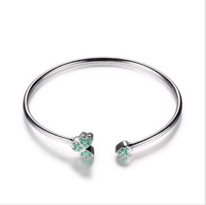 Bracelets de charme Pendentif Colliers Onier Nouvelle arrivée bonne chance trèfle à 4 feuilles fleur vert zircon bracelet bijoux manchette bracelet pour bt amis