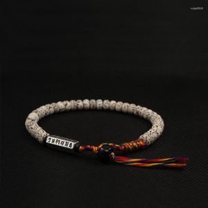 Pulseras con dijes POHIER Bodhi Seed Bead Pulsera para hombre Plata tibetana Budismo Muñeca Mala Joyería étnica única hecha a mano