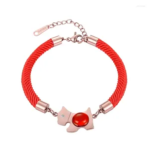 Bracelets de charme Broche rouge Migne Dog Lucky Bracelet Fashion For Women Family Lovers Friendship Gift Jewelry Wholesale