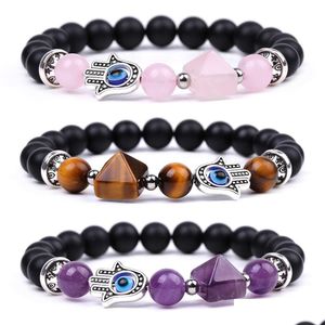 Charm Bracelets Reik Healing Piedra de cristal natural Turco Evil Eye Hand Bracelet Amethyst Aventurine Tigers Drop Delivery Jewelry Dhjmc