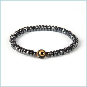 Bracelets de charme bijoux de P￢ques religieux en gros 10pcs / lot Perles de pierre d'h￩matite plate ￠ facette avec des bracelets Lucky dzi naturels dhnrt