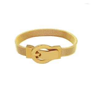 Bracelets à breloques rétro avec boucle de ceinture de 10mm pour femmes, couleur or exquise, filet en acier inoxydable, bijoux, articles en gros, 2023