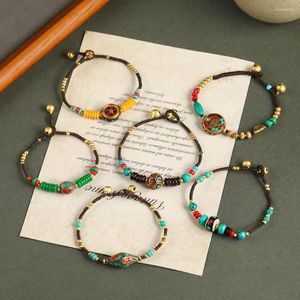 Bracelets porte-bonheur rétro Style ethnique népal perle Bracelet tibétain Simple mode thaï cire tissé pour hommes et femmes