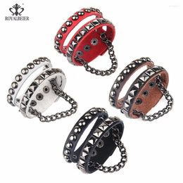 Bracelets de charme Royalbeier en cuir multicouche en cuir en cuir en cuir en cuir en cuir punk bracelet bracelet bracelet style