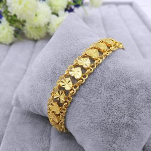 Venta de pulseras con dijes, elegante pulsera de corazón chapada en oro de 24k para mujeres, brazalete de encaje de amor, regalos de joyería de moda al por mayor