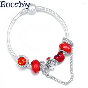 Bracelets de charme Perle de coeur rouge de Santa Claus avec un bracelet de marque de mode bricolage pendentif pour femmes