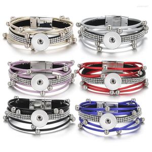 Bracelets de charme se0218 Bracelet multicouche Fashion Bracelet Beadsrystal Snap 19cm Magnit Buckle Fit 18 mm Boutons en gros