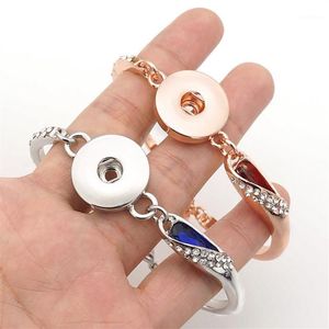 Bracelets Charm SG0232 Fashion Metal Leather Simple Rhinestone Silver Color Golden Snap Snap Bangle Fit Botones de 18 mm Joyería1219z