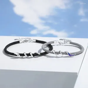 Bracelets de charme en argent Sterling couleur Dragon et Phoenix corde pour les amoureux Couple main chaîne lien bijoux de mode originaux