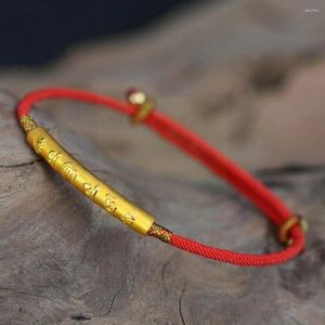 Bracelets porte-bonheur bouddhiste tibétain nœuds faits à la main fil perles irrégulières rouge noir corde tirant Bracelet pour femme E6p3