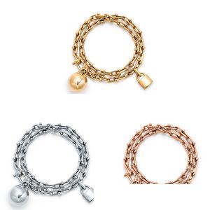 Bracelets à breloques série tiff HardWear rose le même styleany Co. Ball lock bracelet en forme de U double couche emballage d'origine