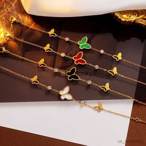 Charm Bracelets Tren Acero inoxidable Butterfly Charm Bracelet para mujeres Fashion Girls Gold Color Hand Jewelry Party Gift R230821