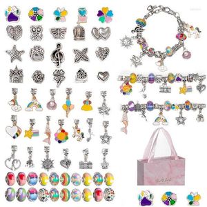 Pulseras con dijes Productos de tendencia DIY Niños Hecho a mano Cristal Suelto Grano Aleación Pulsera Material con cuentas Bolsa Accesorios Caja de regalo DHR32