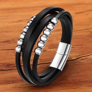 Bracelets porte-bonheur TYO bijoux tressé Bracelet en cuir véritable pour hommes noir magnétique main corde Punk gros accessoires à la mode