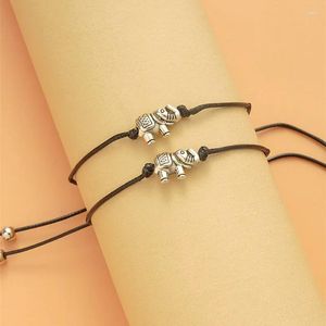Bracelets de charme bracelet d'éléphant vintage pour les amoureux des amis chanceux chaîne tressée