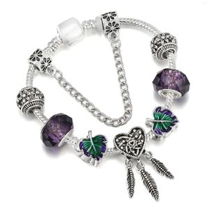 Bracelets porte-bonheur Vintage argent attrape-rêves dames Bracelet tempérament violet visage ange aile perles mode bijoux cadeaux