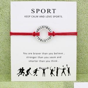 Bracelets porte-bonheur Volley-ball Carte Baseball Softball Basketball Football Hockey sur glace Tennis Sports Bijoux Femmes Fille Garçon Hommes Cadeau Drop Deli Dhvyt