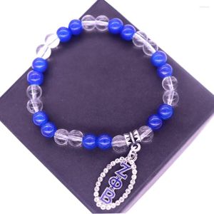 Pulseras con dijes Blanco Azul Con cuentas Hermandad de mujeres ZPB Etiqueta Club de vida griego Zeta Phi Beta Asociación universitaria Joyería