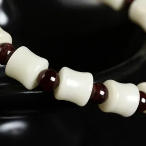 Bracelets de charme Blanc Bodhi Root Hand String Bambou en forme de grenat naturel jaune dragon jade cercle unique mode femme bouddha perle