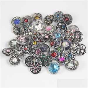 Bracelets de charme en gros 18mm bouton pression en métal 50pcs lot mélange de nombreux modèles strass styles bricolage boutons boutons bijoux Noosa Chunk Dr Dh3Xf