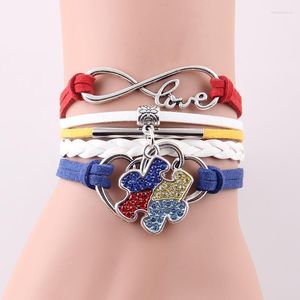 Pulseras con dijes Al por mayor-Infinity Love Hope Concienciación sobre el autismo Pulsera Rhinestone Puzzle Piece Brazaletes para mujeres Hombres Joyería Melv22